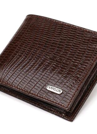 Интересное мужское портмоне из натуральной фактурной кожи canpellini 21785 коричневое1 фото
