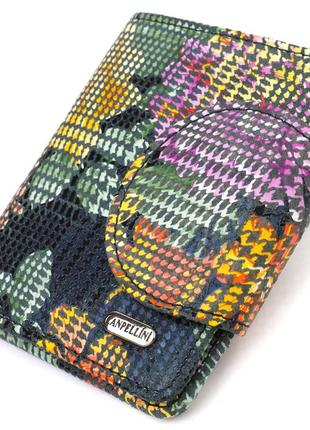 Оригинальное женское портмоне среднего размера из натуральной фактурной кожи canpellini 21804 разноцветное