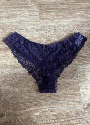 Шикарные, ажурные, трусики, темно фиолетового цвета, от бренда: the lingerie c&amp;a 👌5 фото