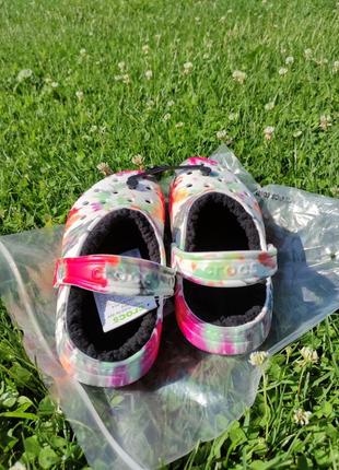 Крокси 🟥crocs classic lined tie dye clog black/multi4 фото