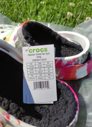 Крокси 🟥crocs classic lined tie dye clog black/multi6 фото