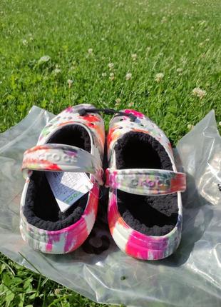 Крокси 🟥crocs classic lined tie dye clog black/multi4 фото