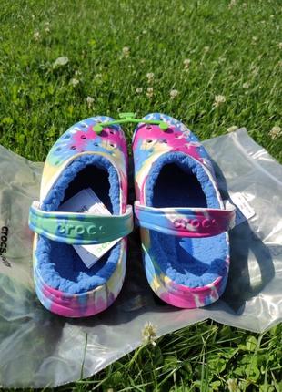 Крокси 🟥crocs classic lined tie dye clog black/multi4 фото