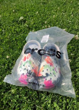 Крокси 🟥crocs classic lined tie dye clog black/multi8 фото