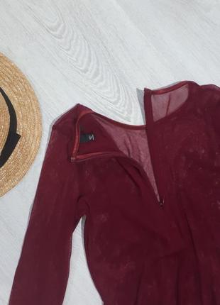 Боди с длиным рукавом/боди сеточка/ прозрачное боди с аппликацией цветов