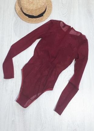 Боди с длиным рукавом/боди сеточка/ прозрачное боди с аппликацией цветов