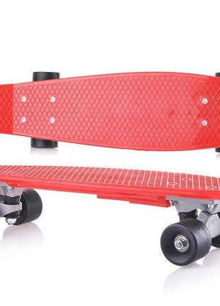 Детский скейт пенниборд pvc колеса красный, фламинго doloni toys (0151/4)