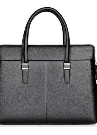Качественный мужской деловой портфель для документов черный коричневый, мужская сумка а4 эко кожа