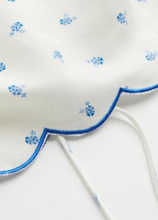 Льняной топ цветочный белый голубой h&m лен лён новый летний рубашка натуральный легкий укроп корсет5 фото