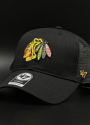 Оригінальна чорна кепка з сіткою кепка 47 brand nhl chicago blackhawks branson mvp