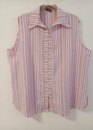 Блузка рубашка в полоску на молнии пог 68