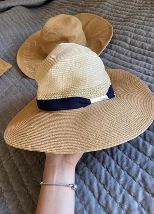 Солнцезащитная плетёная шляпка, шляпа с лентой, пляжная соломенная панамка