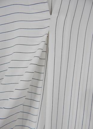 Стильная белая блуза без рукавов на лето в тонкую полоску сток бренд офисная на работу5 фото