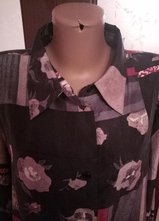 Шелковая блуза в цветочный принт, размер 20/222 фото