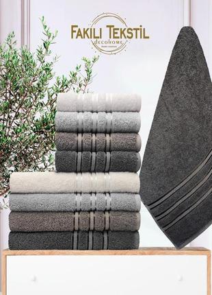 Набор махровых полотенец для лица 50 на 90 см в упаковке 4 штуки fakili tekstil серый