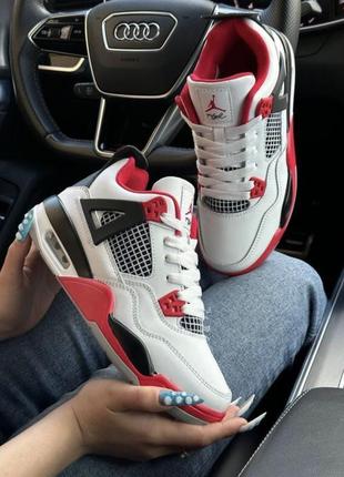 ✅ модні кросівки nike air jordan 4 retro all white red