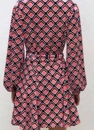 Zara бархатное платье в геометрический принт из бархата сток3 фото