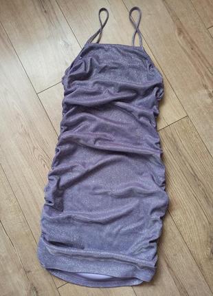 Мерехтливе фіолетова сукня плаття по фігурі, блискуче2 фото