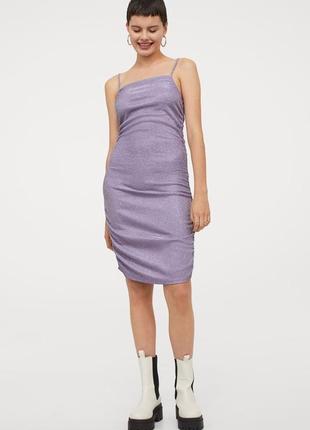 Мерехтливе фіолетова сукня плаття по фігурі, блискуче4 фото