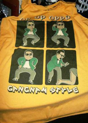 Яркая свободная легкая майка gangam style хлопок