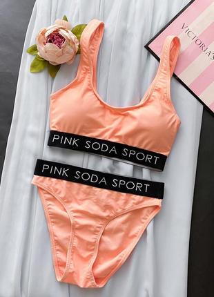 Купальник топ плавки пінк pink soda sport victoria's secret віктория секрет