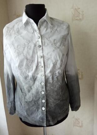 Натуральная нарядная моделирующая блуза, омбре, кружево, erfo1 фото