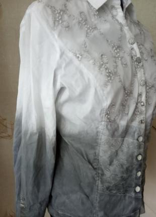 Натуральная нарядная моделирующая блуза, омбре, кружево, erfo3 фото