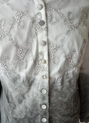 Натуральная нарядная моделирующая блуза, омбре, кружево, erfo7 фото