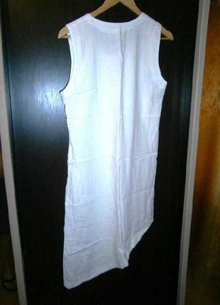 Легкое летнее белоснежное платье вискоза + лен мр2 фото