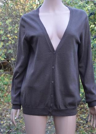 Коричневый женский шерстяной кардиган woolmark extra-fine merinowool (l)