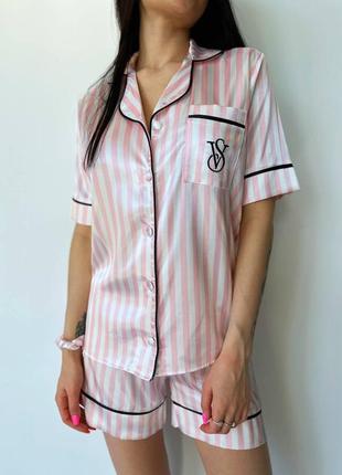 Пижама в стиле victoria’s secret vs розовая полоска шорты