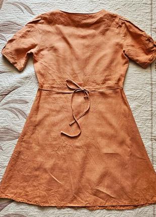 Платье льняное оранжевое, размер 382 фото