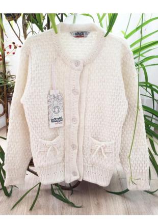 7-8л кардиган кофта на гудзиках шерсть 30% 122-128 айворі кремовий