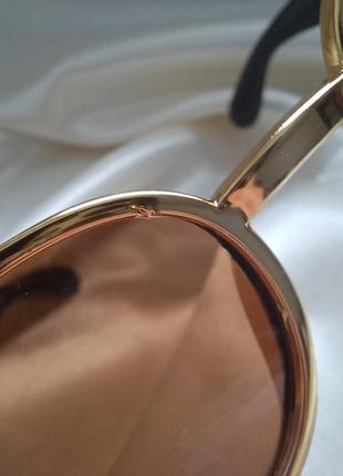 Модні сонцезахисні окуляри коричневі ретро окуляри новий але з дефектом очки 70217 фото