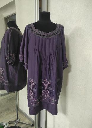 Платье туника zay из шелка вышиванка с вышивкой в стиле odd molly