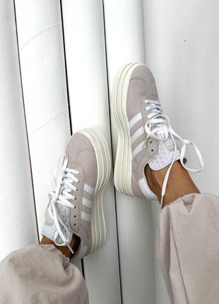 Жіночі кросівки кеди adidas gazelle bold « light grey » premium4 фото