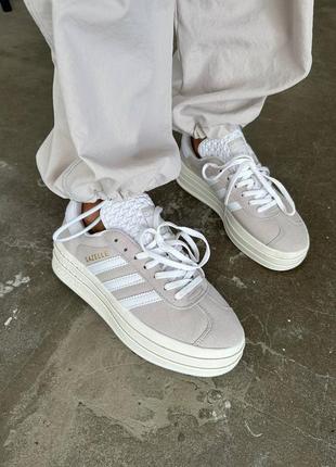 Жіночі кросівки кеди adidas gazelle bold « light grey » premium7 фото