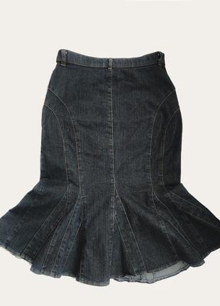 Женственная джинсовая облегающая юбка4 фото