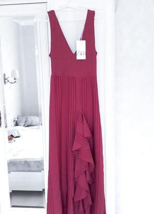 Нова сукня zara з воланом сукня міді довга сукня з рюшами трикотаж в''язана1 фото