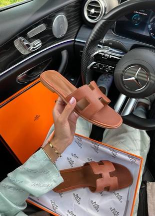 Літні тапочки шльопанці у стилі hermes oran slippers beige premium⭐️