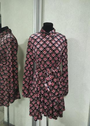 Zara бархатное платье в геометрический принт из бархата сток2 фото