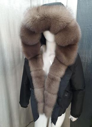 Стильная зимняя куртка с натуральным мехом песца, доступные размеры с 42 по 5610 фото