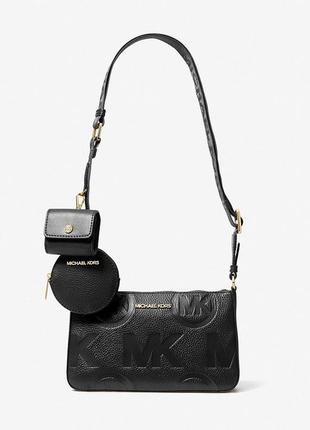 Сумка michael kors jet set logo embossed leather crossbody bag with case for apple airpods pro