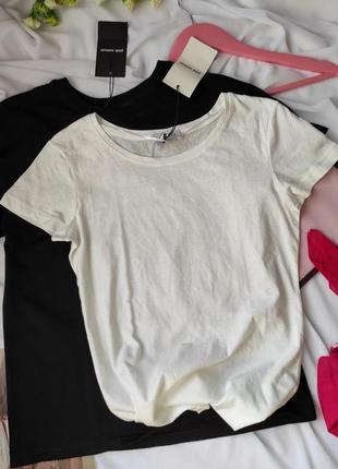 Базовая белая футболка коттон с круглым вырезом до короткого рукава белья футболка удлиненная топ