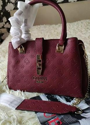 Сумка guess гесс peony classik оригинал цвет марсала.