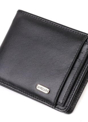 Практичний компактний гаманець із вкладишем для посвідчення для чоловіків із натуральної гладкої шкіри canpellini