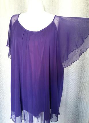 Женская нарядная блузка фиолетовая, брендовая блузка, майка сетка размер 30-32, наш 64-669 фото