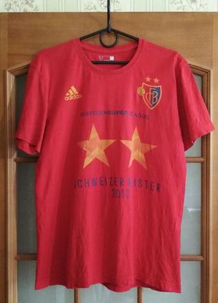 Мужская футболка fc basel 1893 fan jersey football shirt red adidas (m-l)