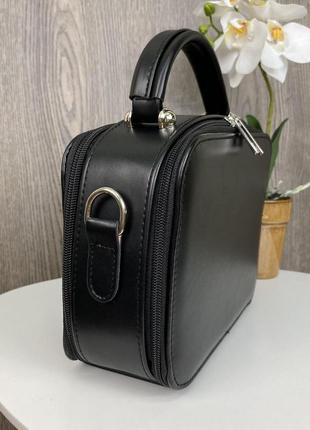 Женская каркасная мини сумочка на плечо черный 9724 фото