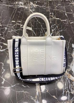 Сумка белая женская в стиле marc jacobs марк джейкобс  сумка большая the tote bag шопер